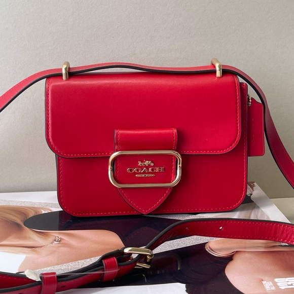 (new+card) Coach Morgan crossbody adjustable strap bag red size 7.25 x 5.25 inch - Picture 7 of 13